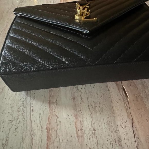 New GENUINE YSL Medium Grain De Poudre Matelasse Chevron Monogram Satchel Bag - Picture 3 of 16